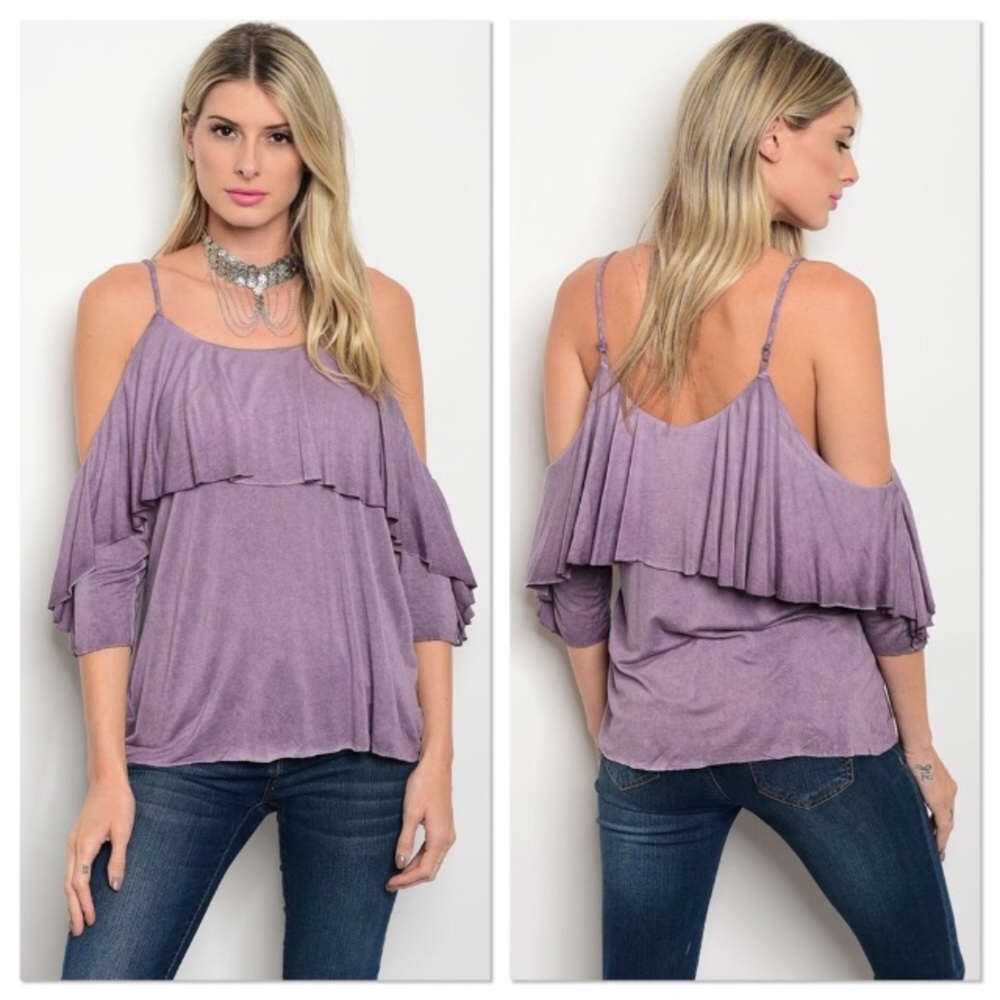 Cold Shoulder Ruffle Top - Small & Medium - Picture 2 of 7